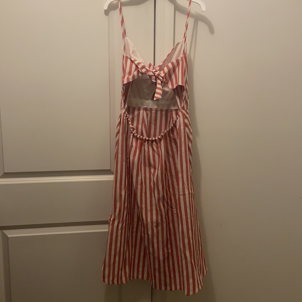 Red striped open back dress - Picture 2 of 2